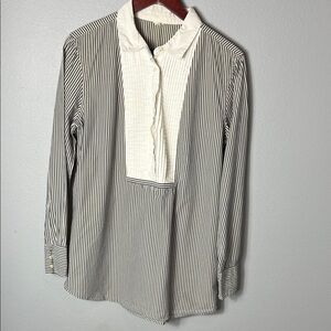 J. Crew Black and White Striped Button Down Shirt